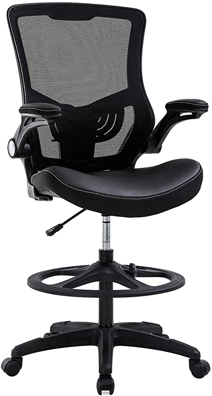 Standing Desk Chair with Flip-Up Arms Foot Rest Back Support