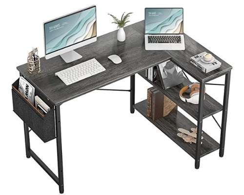  L Shaped Computer Corner Desk with Reversible Storage Shelves